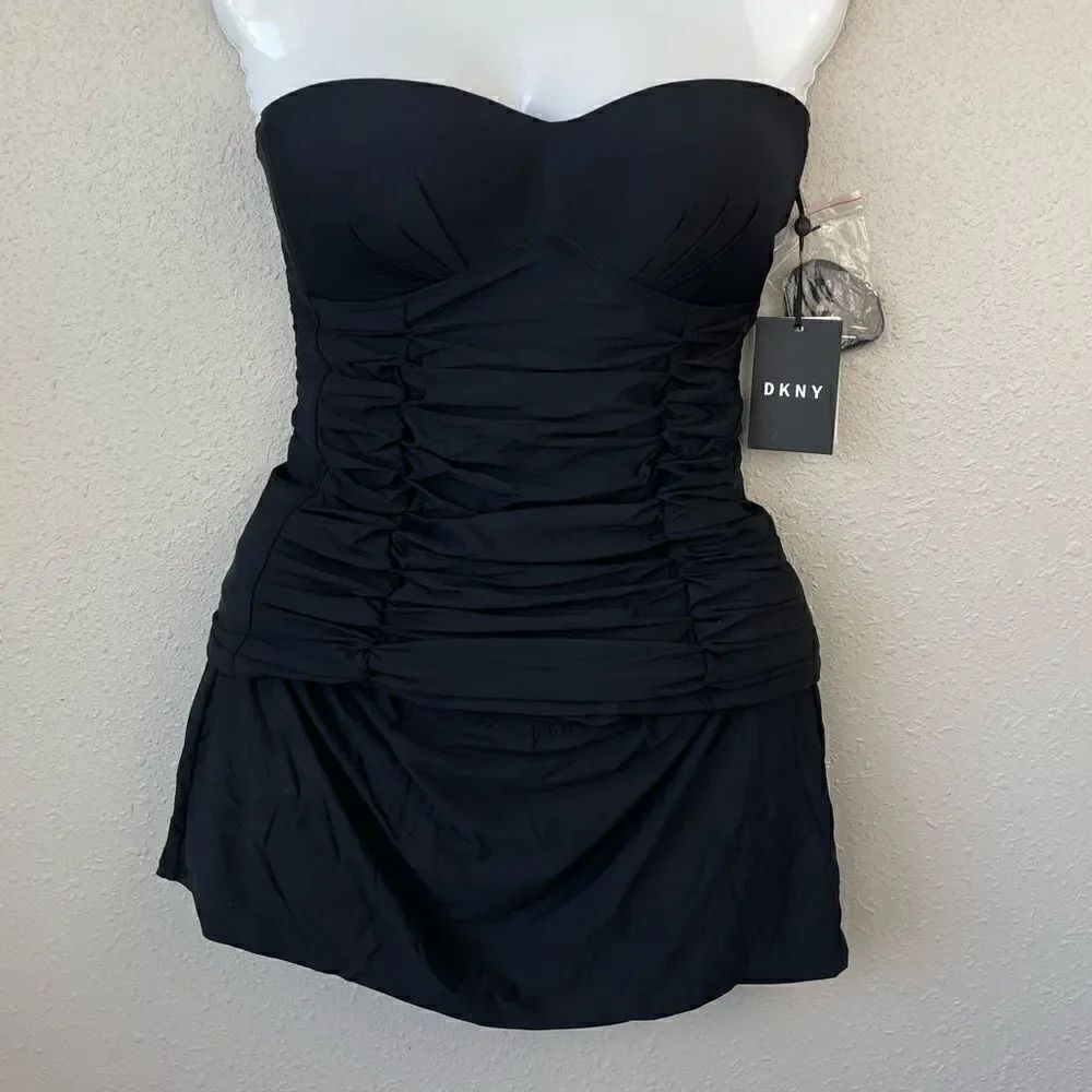 NWT DKNY Tankini Top and Matching Swim Skirt Sizes XS,S,M,L,XL,XXL